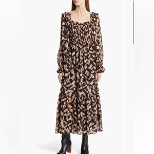 Anthropologie Moon River Smocked Square Neck Dress NWT XS